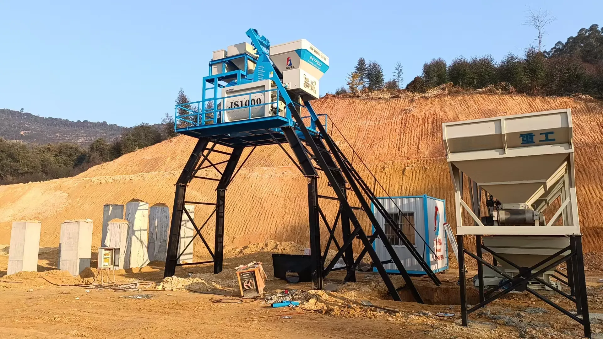 Real photos of large mixing equipment and project site layout