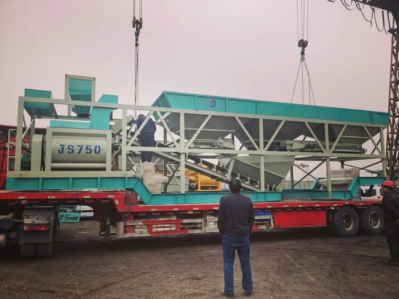 concrete equipment project site, used to display the complete set of equipment and structures related to ready-mix concrete batching plant.