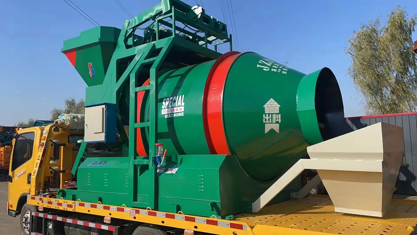 concrete equipment project site, used to display twin-line concrete batching plant related equipment and structures
