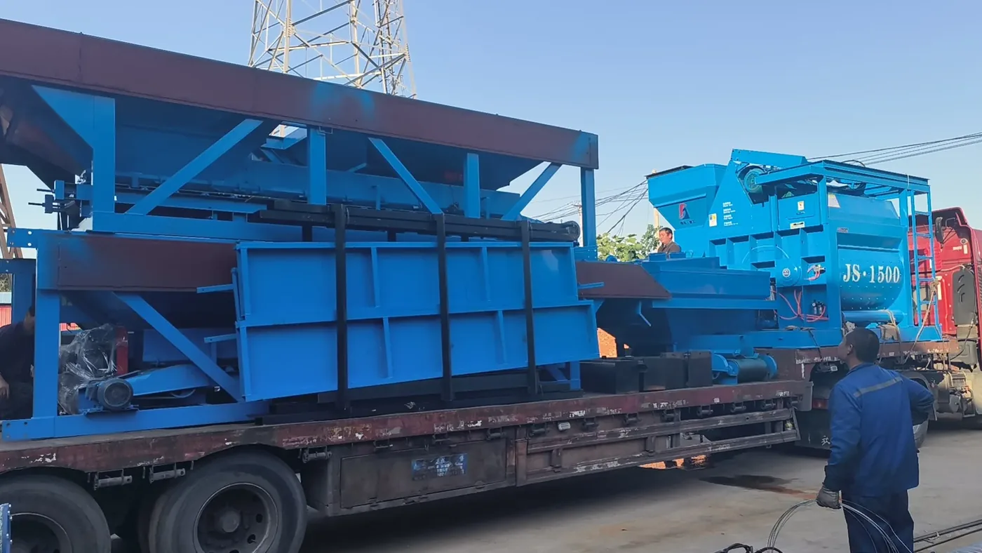 concrete equipment project site, used to display twin-line concrete batching plant related equipment and structures
