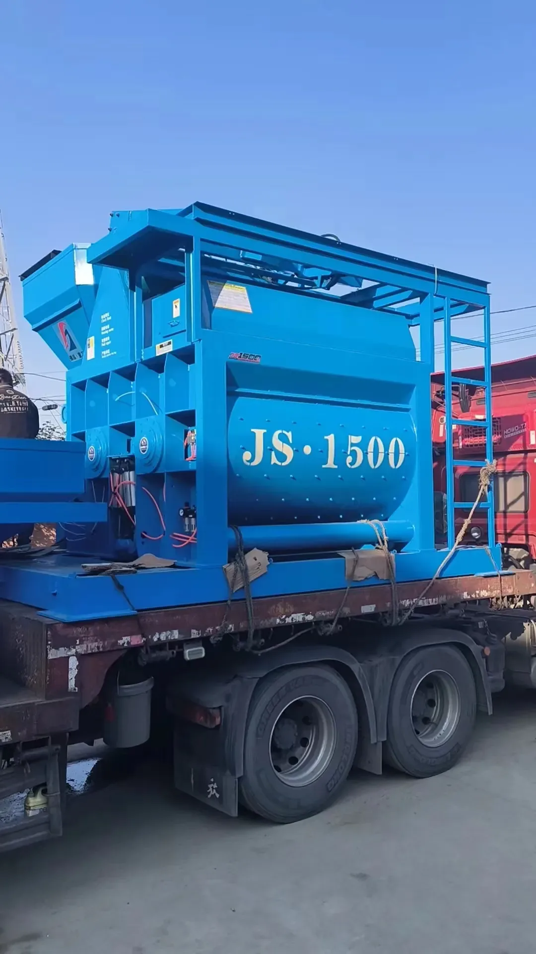 concrete equipment project site, used to display twin-line concrete batching plant related equipment and structures