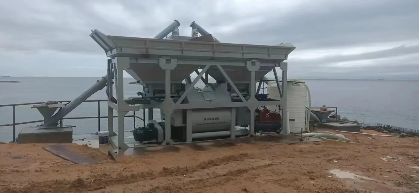 concrete equipment project site, used to display equipment and structures on how to read the model numbers of HZS batching plant
