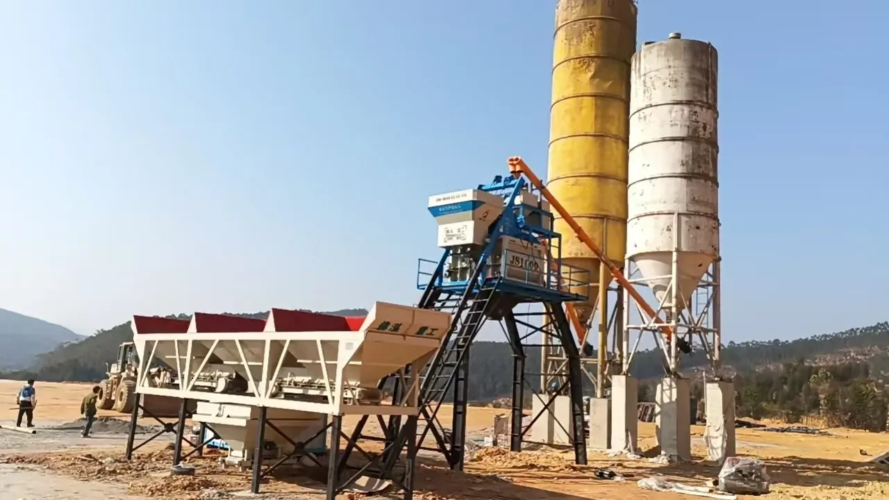 concrete equipment project site, used to display equipment and structures related to batching plant pre-installation checklist