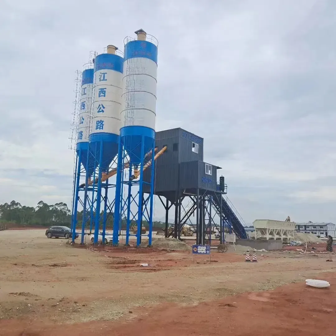 Box-type concrete mixing equipment, used to show how to control dust and noise for concrete batching plant related equipment and structures