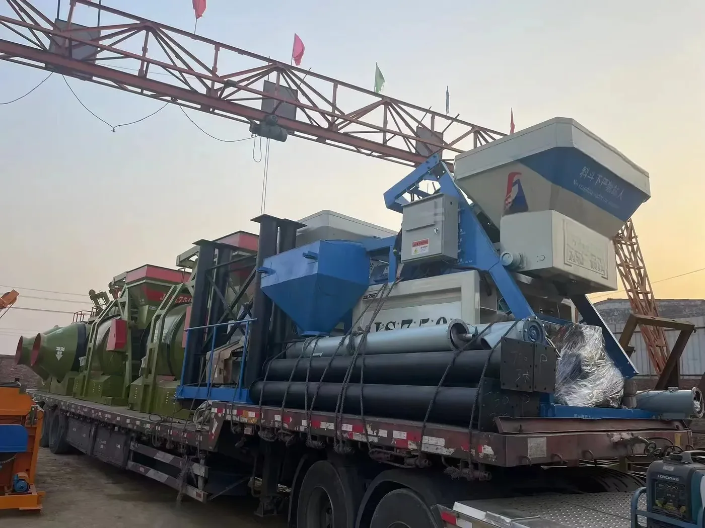 Roller concrete mixing equipment, used to display small contractor concrete equipment solutions related equipment and structures