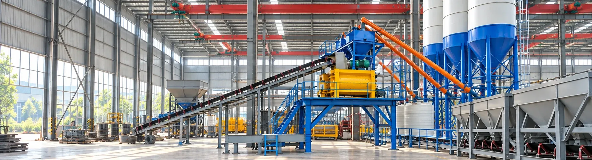 Actual photos of concrete machinery production and assembly site