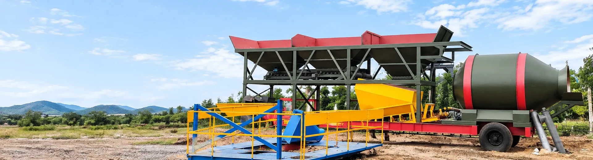 Modular concrete mixing equipment and installation structure on-site photos