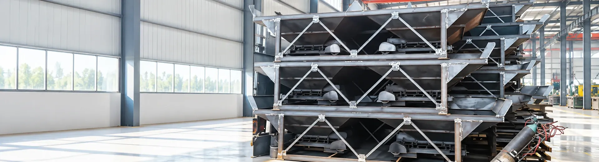 Actual photos of concrete equipment hopper welding and assembly process