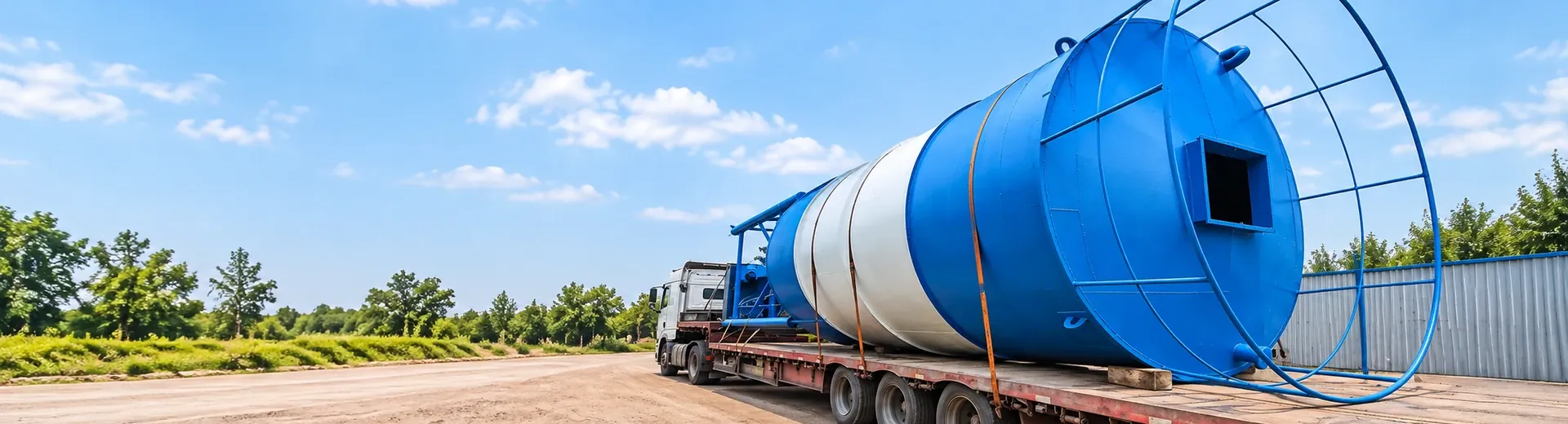 On-site photos of vertical cement and powder silo silo transportation
