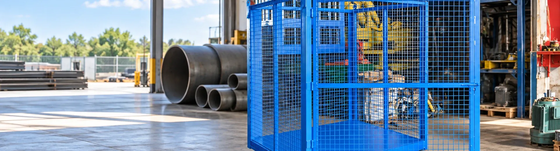Real shots of hoist cage products and equipment structure for construction workers