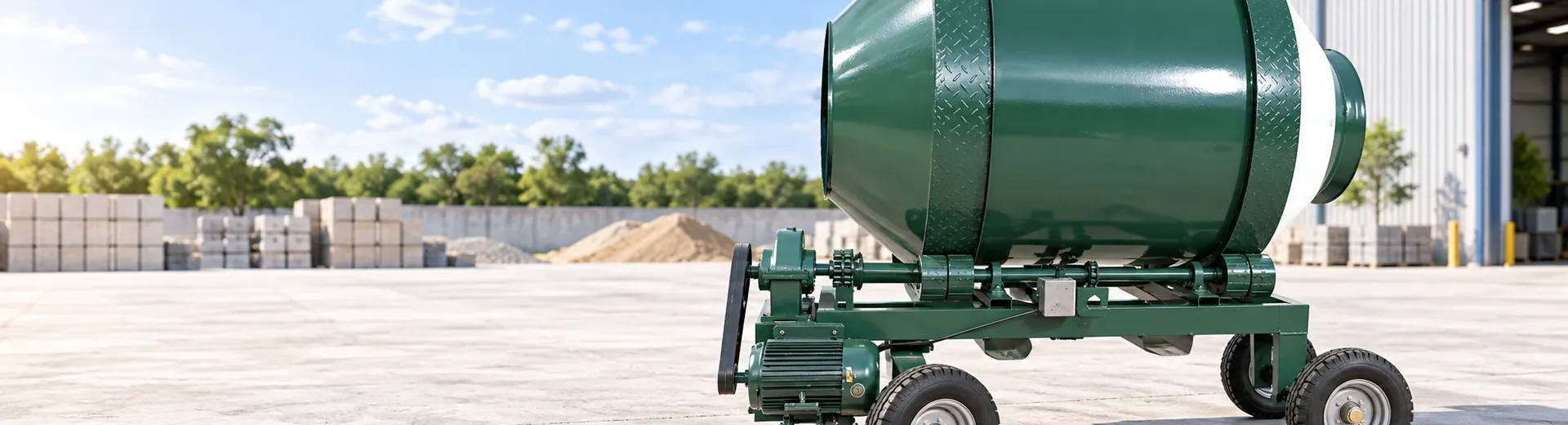 Real shots of wheel-mounted mobile concrete mixer products and equipment structures
