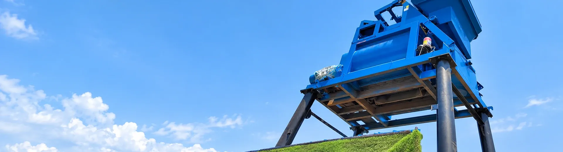 concrete mixing equipment on-site layout and installation status footage