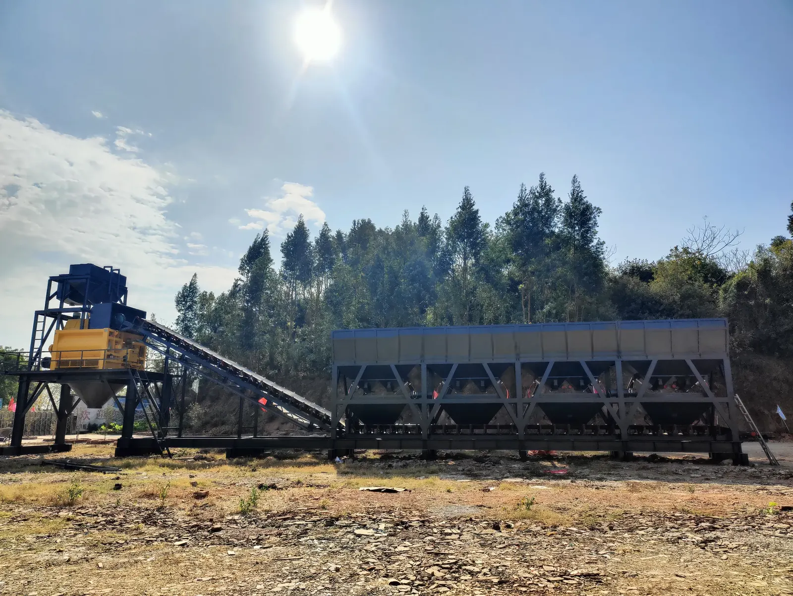 HZS120 modular concrete mixing equipment on-site photos