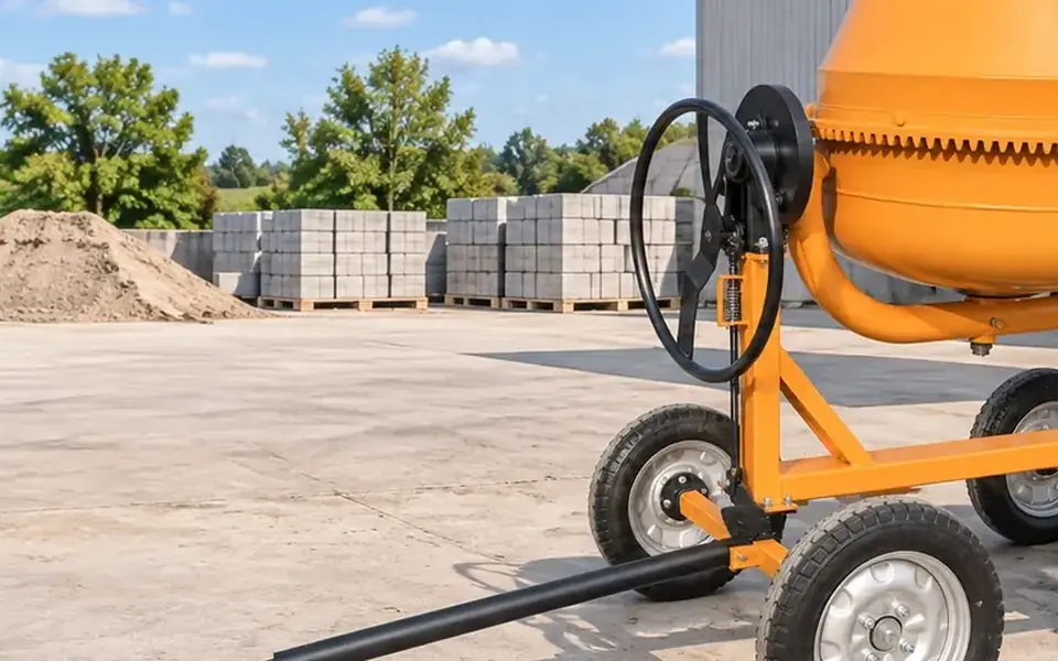 Diesel-powered concrete mixer product real photo