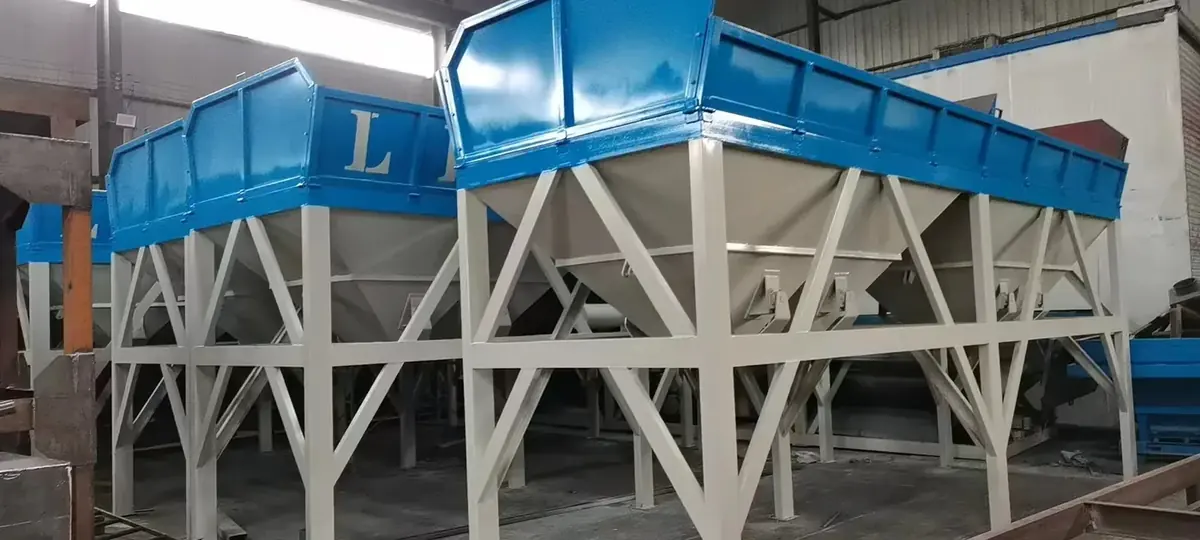 PLD Series multi-bin aggregate batcher and belt feeding structure in real photos
