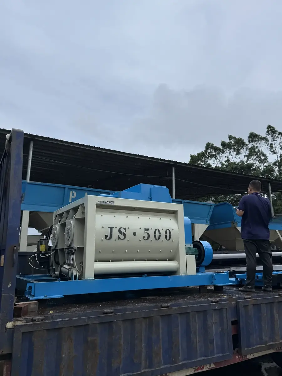 JS500 twin-shaft forced concrete mixer Complete Machine – Real Photos
