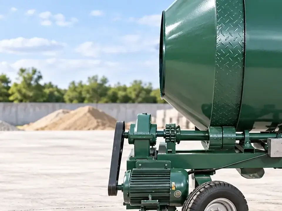 Real shots of wheel-mounted mobile concrete mixer products and equipment structures